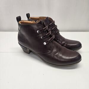 Patriza Dejah-Bx Burgundy Red Leather Ankle Boot Size 41 10M Zip Studded
